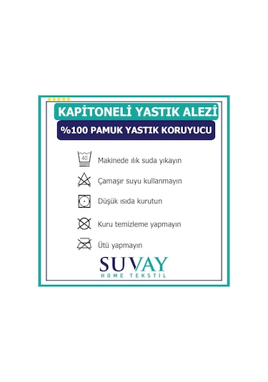 Suvay Kapitone Pamuklu Fermuarlı Yastık Koruyucu Yastık Alezi