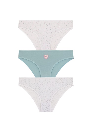 Kit İç Giyim Berrak 3'lü Desenli Kadın Külot Çok Renkli