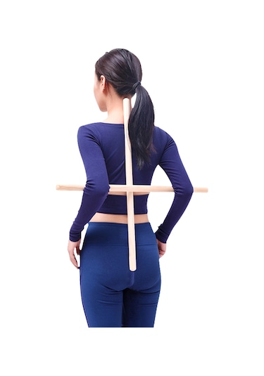 Shineyee Gövde Dikleştirme Ahşap Çubuğu, Omuz Açıcı, Kyphosis Tamiri, Pilates Ve Yoga Aleti, 60cm X 2cm, 2 Adet + Kilitli Kelepçe Diğer
