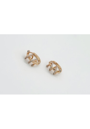 18k Rose Gold Plated Talismanic Hoop Küpe Gold