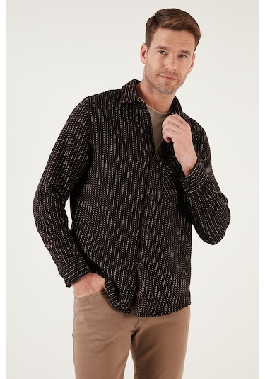 Buratti Desenli Cepli Regular Fit Uzun Kollu Kışlık Erkek Gömlek Cf24W127187 Siyah-Bordo Buratti Desenli Cepli Regular Fit Uzun Kollu Kışlık Erkek Gömlek Cf24W127187 Siyah-Bordo