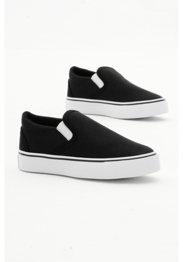 Kauçuk Taban Keten Lastikli Çocuk Unisex Siyah Spor Ayakkabı Tbh1462 Siyah