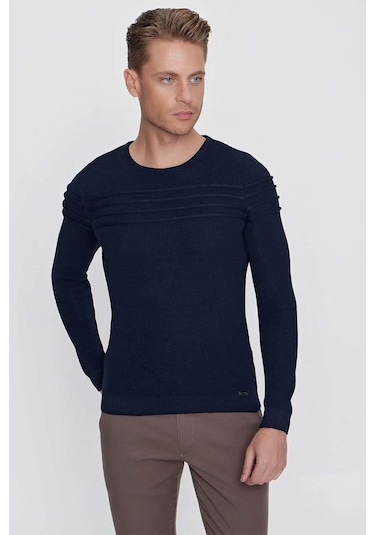 Tr 849 Slim Fit Lacivert Klasik Triko Lacivert