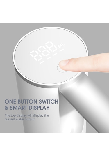 Leezsing Katlanabilir Su Şişesi Dağıtım Pompası Usb Şarj Edilebilir Su Geçirmez İçme Suyu Dağıtım Pompası Beyaz