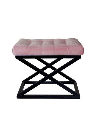 Evodeko Siyah Çapraz Ayaklı Pembe Puf
