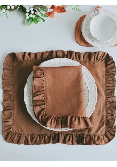 Home Lovers Dokuma Servis Peçeteleri Seti 2 Adet 440394407 Kahverengi