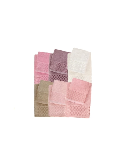 Bambu Soft Dama Desenliı Banyo Havlu Takımı 6 Renk