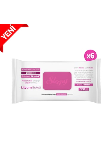 Sleepy Easy Clean Lilyum Buketi Yüzey Temizlik Havlusu&Mendili 6x100 (600 Yaprak)