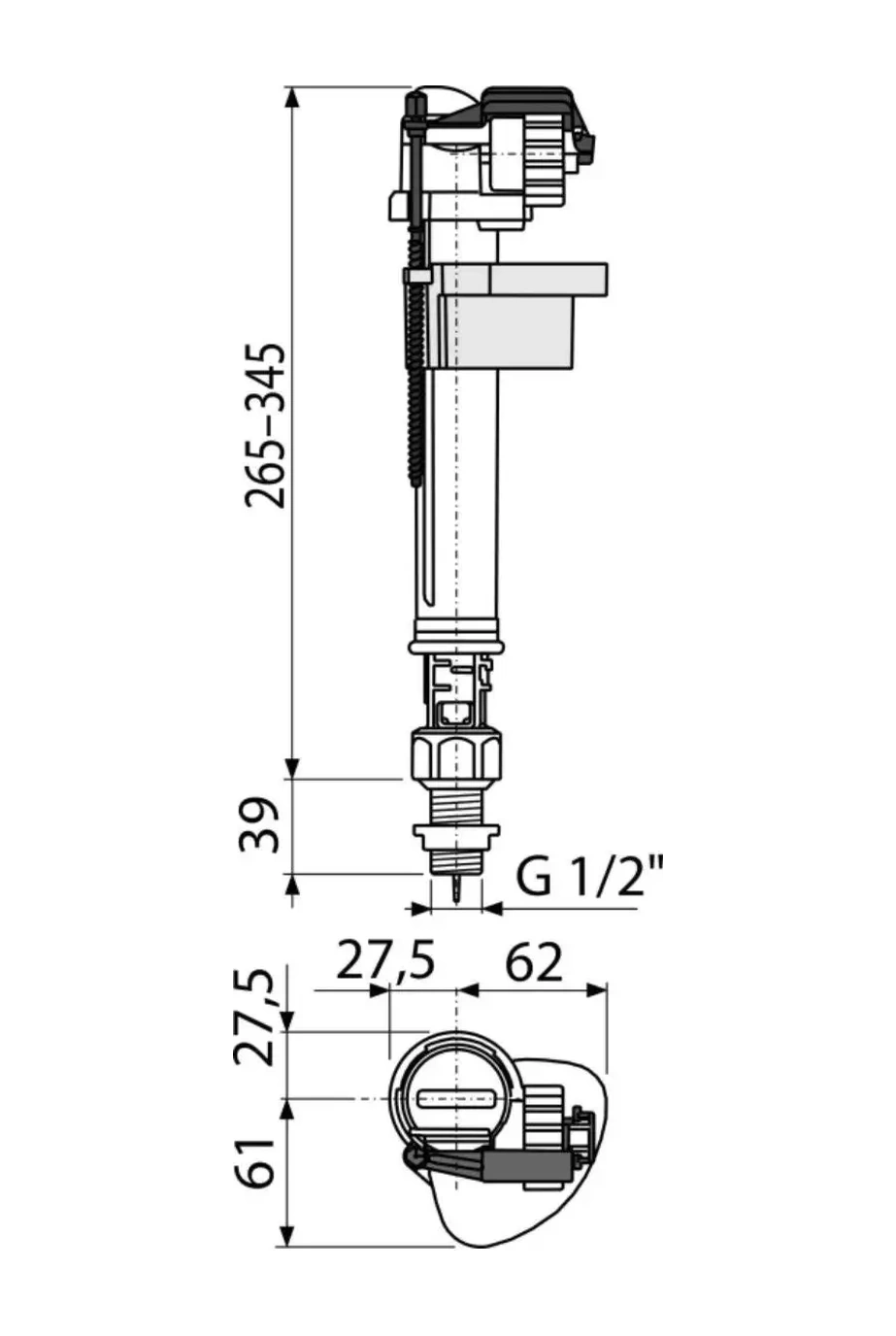 Alcaplast A17 1/2 Alt Girişli Tuvalet Rezervuar Sifonu 164245407