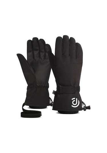 Moveevo Kışlık Kayak Eldiveni - Erkek Ve Kadın İçin Siyah/beyaz, Sıcak Tutucu, Dokunmatik Uyumlu, Parmaklı, S/m/l/xl Boyutlar Siyah
