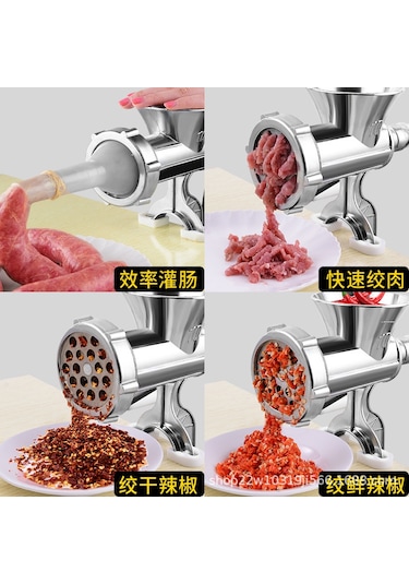 Ev Tipi Çok Fonksiyonlu Manuel Kıyma Makinesi El Kranklı Öğütücü Büyük 01 Gümüş