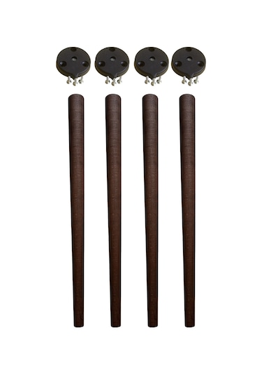 4 Adet Ceviz Vernikli Konik Ahşap Masa Ayağı 70 Cm Açılı Aparat Ve Montaj Vidası Dahil Kayın Ağacı