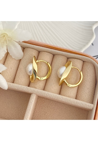 İncili Küpe İstiridye Küpe Kararmaz Xuping Gold Gold
