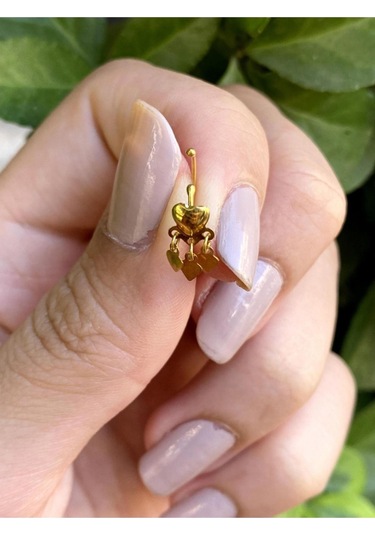 14 Ayar Altın Sallantılı Kalpli Halka Hızma Sarı