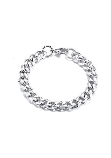 Curb Küba Link Zinciri Paslanmaz Çelik Bilezikler 23 Cm 9 İnç Altın - Gümüş