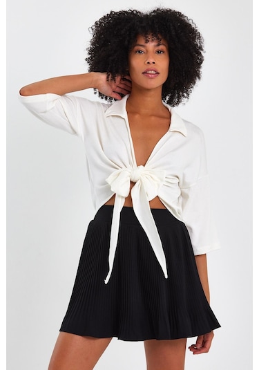 Alexandergardi Alexandergardı Önü Bağlamalı Bluz B23-0041 Beyaz