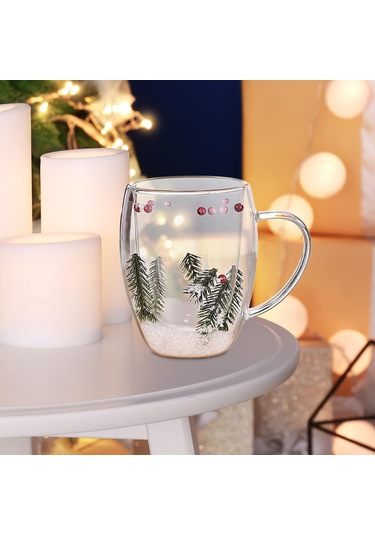 Suntek Noel Cam Kahve Kupa 350 Ml Çay Süt Kupası Doğum Günü