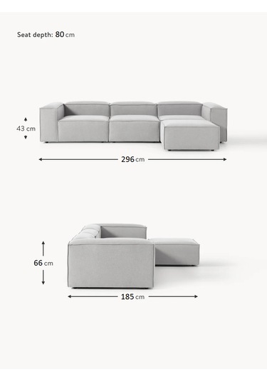 Most Mollis 4 Modül Köşe Koltuk 32 Gri Keten Kumaş Yataş Sünger