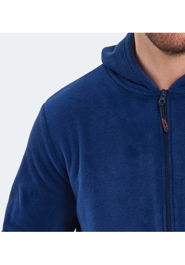 Slazenger SAMSON IN Erkek Fermuarlı Kapüşonlu Cepli Indigo Polar