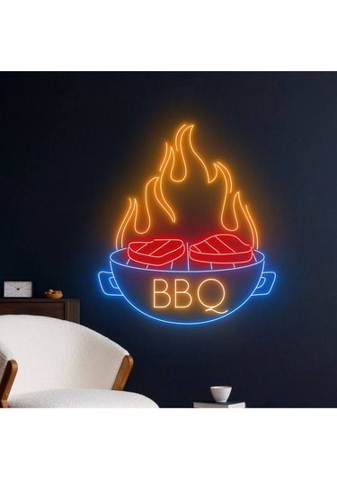 Twins Led Bbq Yazılı Ve Şekilli Yazılı Neon Tabela Çok Renkli Model:model:67053366 Çok Renkli