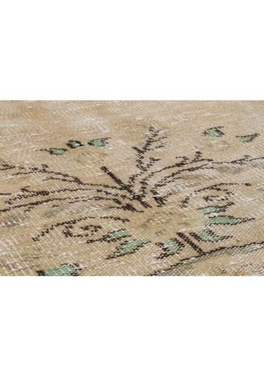 Eskitme Naturel Vintage Şık Bej El Dokumalı Halı 161 X 240