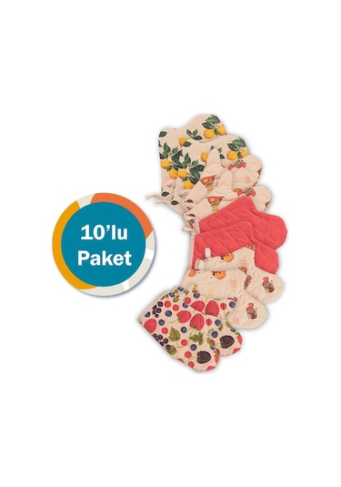 Molinella Yanmaz Kapitone Duck Kumaş Renkli Fırın Eldiveni 20x27 Cm 10'lu Paket