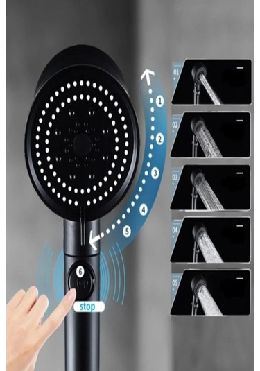 Star Stoplu Siyah El Duşu Siyah