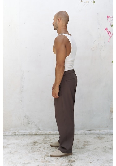 Mai Collection Ayyubay Kahve Pileli Erkek Pantolon Kahverengi