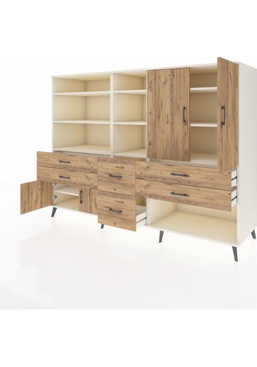 Kronos Dolap 10 Raflı 6 Çekmeceli 4 Kapaklı 220x59x163 Aytaşı-çam Aytaşı-çam