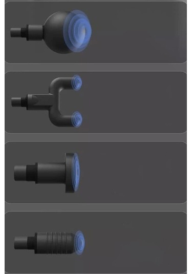 Tongxida 4 Başlıklı Mini Masaj Aleti - Profesyonel Masaj Cihazı Siyah Siyah