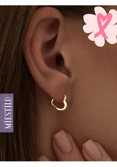 Miestilo Kadınlar İçin 925 Ayar Gümüş Kalp Desenli Altın Kaplama Küpeler. 162398290 Altın