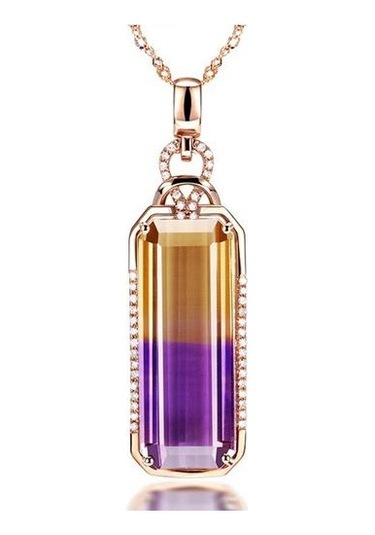 925 Gümüş Kolye Dikdörtgen Şekli Topaz Zirkon Kadınlar Için Taş Kolye Mücevherat Düğün Süsler Altın - Gümüş