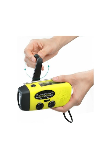 Dofolink Güneş Enerjili El Crank Acil Radyo, Noaa/am/fm Alıcısı, 3 Led Feneri, Avrupa Versiyonu, Sarı