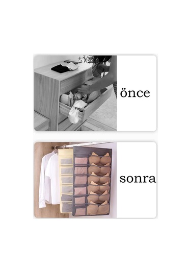 Adarya Home Çift Taraflı Askılı Çok Amaçlı Organizer 18 Ve 12 Göz Beyaz