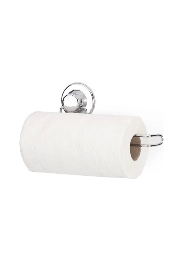 Hem Vakumlu Hem Vidalı Banyo Aksesuarı 2 Li Set Kağıt Havluluk + Havlu Askısı Krom Krom