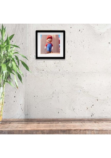 Süper Mario Tasarımlı Üçlü Yapışkanlı Sök Tak Paspartulu Pola Çerçeve