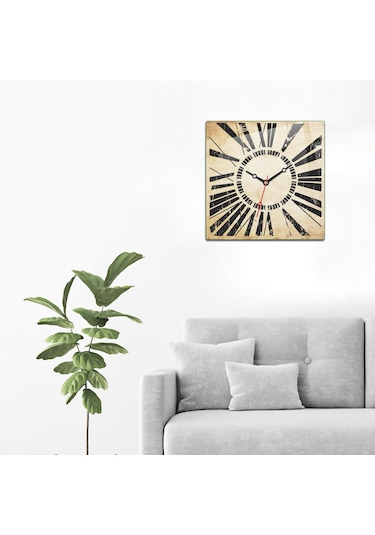Cam Duvar Saati Roma Rakamlı Retro 32cm X 32cm Retro