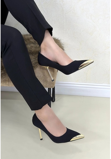 Alfanora Alis Siyah Saten Stiletto Ayakkabı Çok Renkli