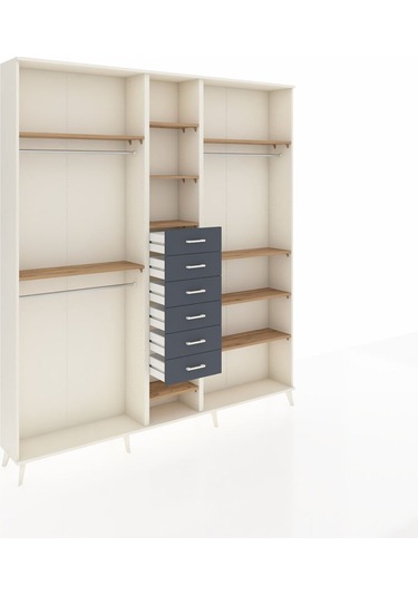 Arges Dolap 10 Raflı 6 Çekmeceli 3 Askılı 220x30x243 Aytaşı-çam/antrasit Atlas Çam/antrasıt