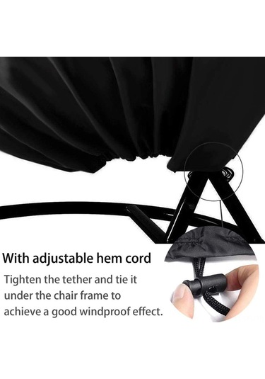 Dofolink Dış Mekan Yumurta Salıncak Koltuğu Koruması - 210d Siyah Oxford Kumaşı, Orta Zipli, 190x115cm, Rüzgar/yağmur/güneş Koruyucu 01