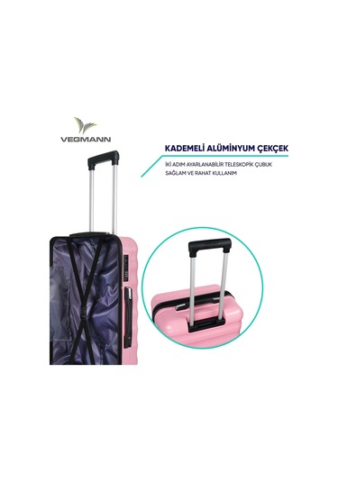 Vegmann Delphin Pembe Büyük Boy Valiz Pembe
