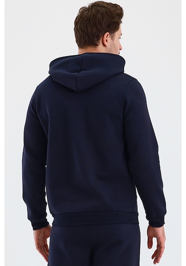 Monox Erkek Kapşonlu 3 İplik Sweatshirt Lacivert