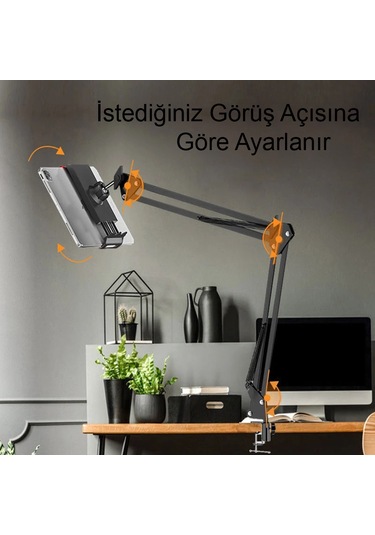 Hymark Esnek Metal Uzun Kollu Telefon Tablet Tutucu Teleskopik