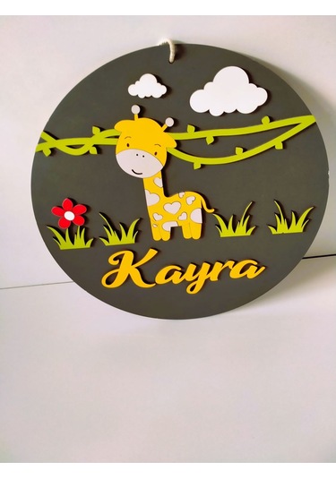Çocuk Oda Kapı İsme Özel Süs Sarı