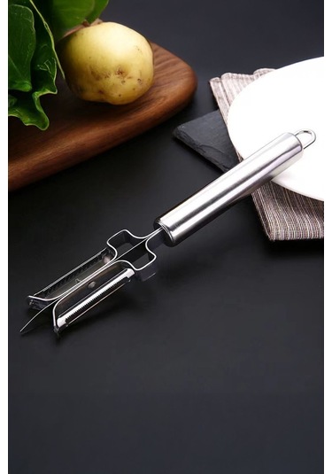 Paslanmaz Çelik 2 Bıçaklı Pratik Meyve Sebze Soyucu Çelik