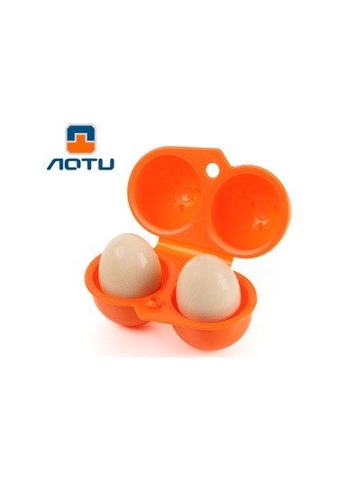 Aotu AT6358 2 Hazneli Dayanıklı Plastik Yumurta Saklama Kutusu Turuncu Çok Renkli