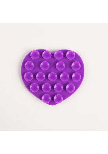 Goldenqian Kalp Şeklinde Çift Taraflı Silikon Vantuz Telefon Etiket Kendinden Yapışkanlı Kaymaz Emme Telefon Desteği Braketi Vantuz Purple Purple