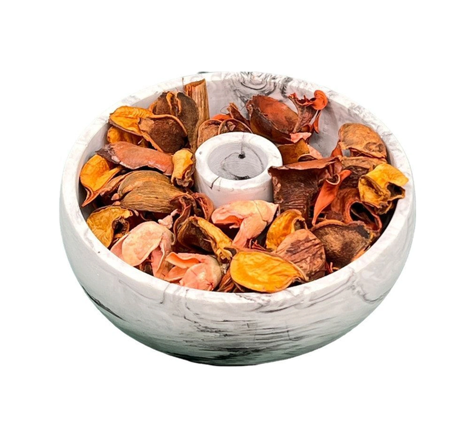 Mermer Desenli Beton Mumluk Şamdan Bej-gri