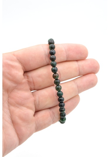 Hakiki Doğal Fuksit Taşı Bileklik 6 Mm Yeşil