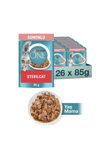 Purina One Sterilcat Somon ve Havuçlu Kısırlaştırılmış Kedi Maması 26 x 85 G